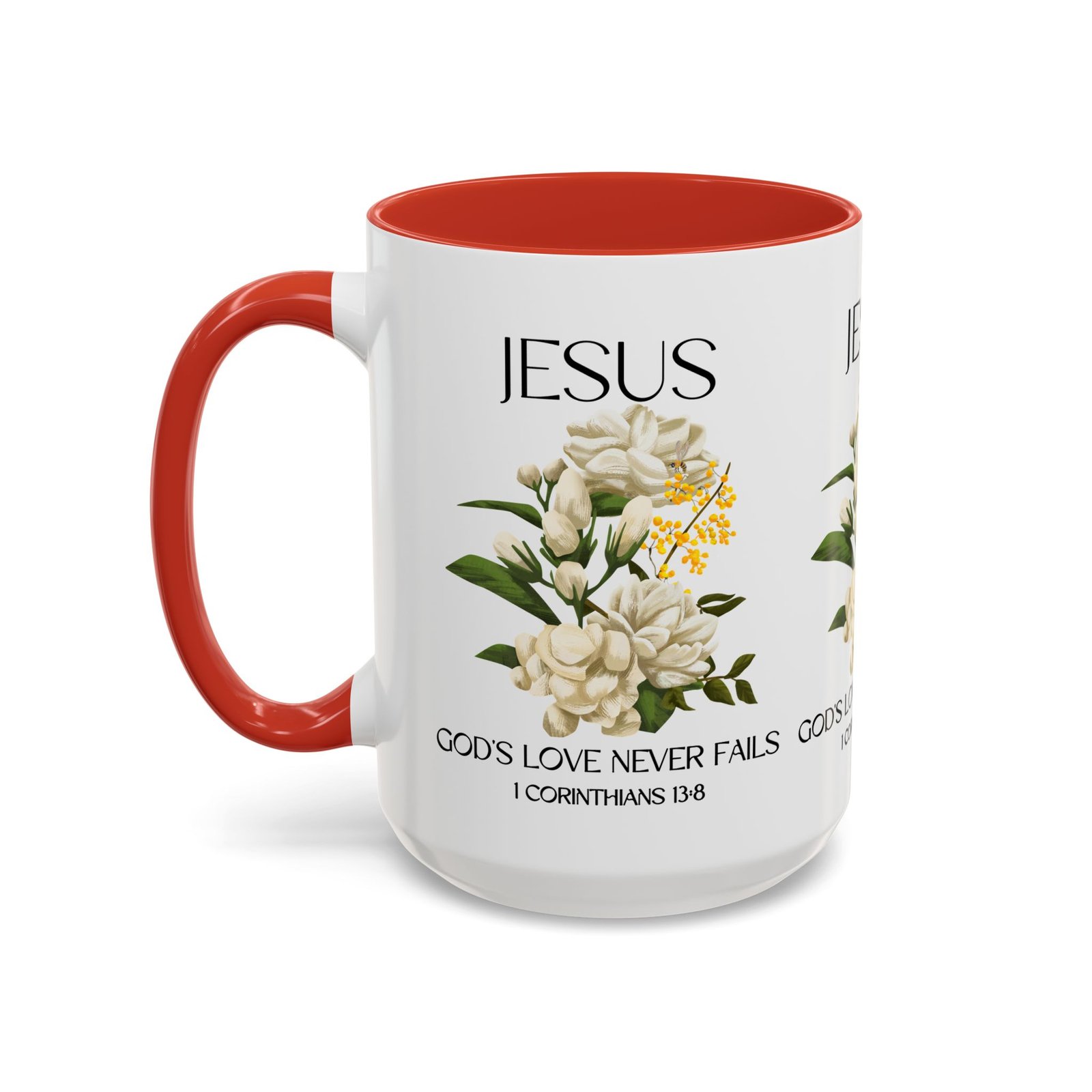 inspirational floral coffee mug 11/15 oz god's love design, christian gift, home decor, mug for faith, coffee lovers