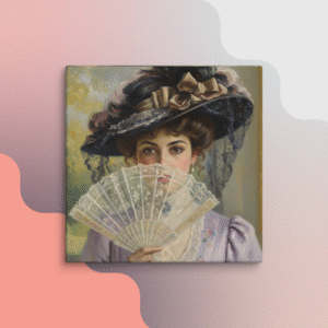 The Lady with the Lace Fan Canvas Art Print 14x14