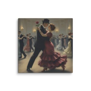 Romantic-Couple Dancing-The Last Dance of the Evening Canvas Art Print 14x14