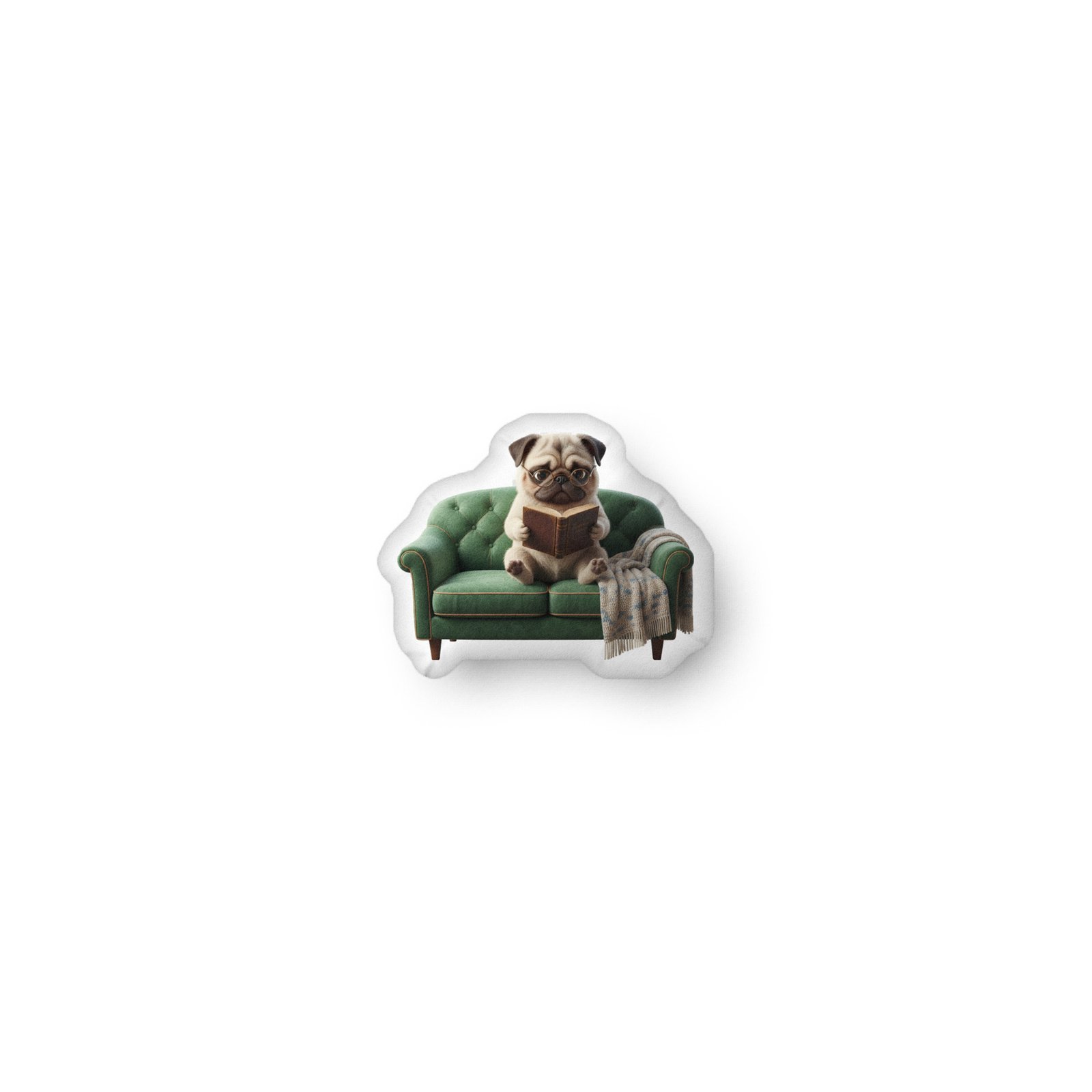 Pug Reading Decorative Pillow - Image 2