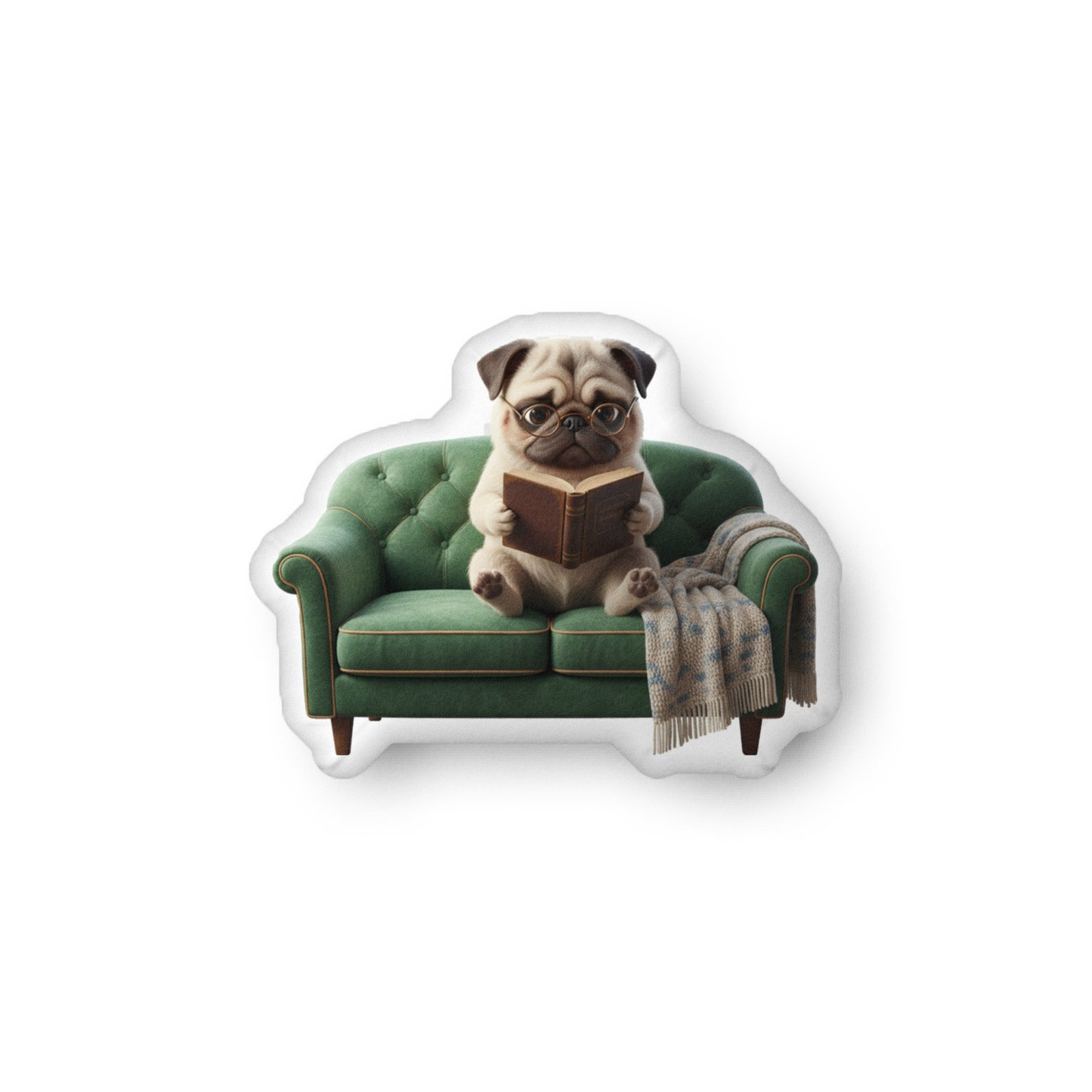 Pug Reading Decorative Pillow - Image 3