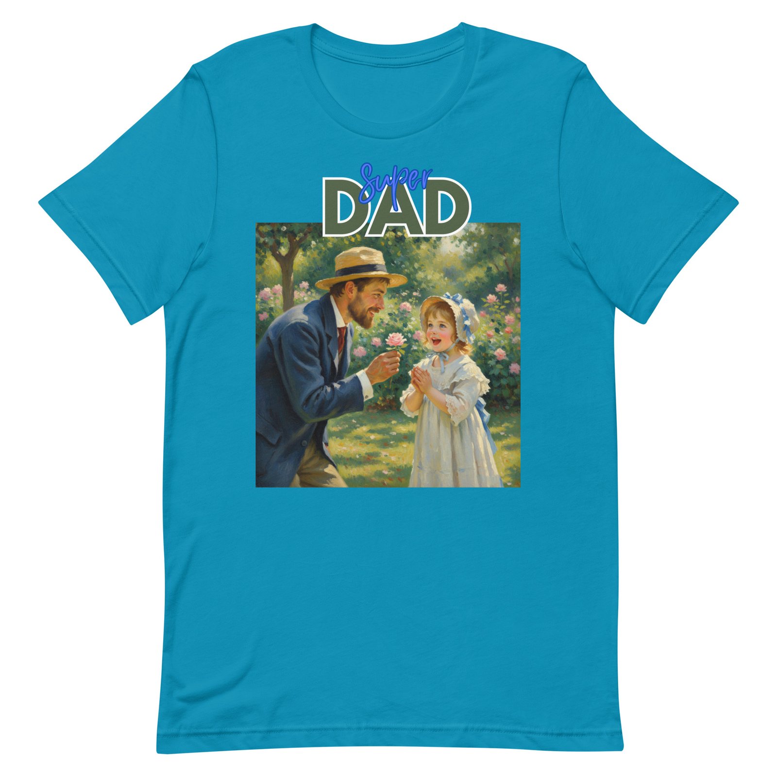 Super Dad- Picture of Father giving daughter a rose-Unisex t-shirt
