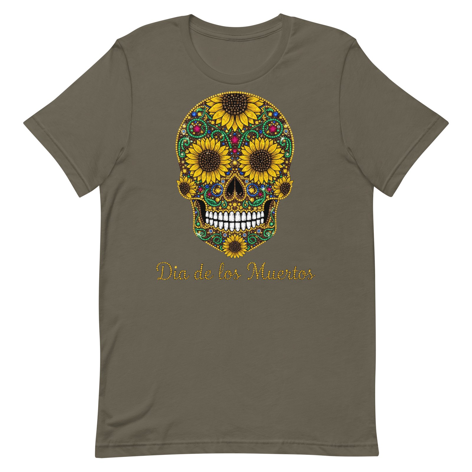 Dia de los Muertos Sunflower Skull Unisex t-shirt - Image 2