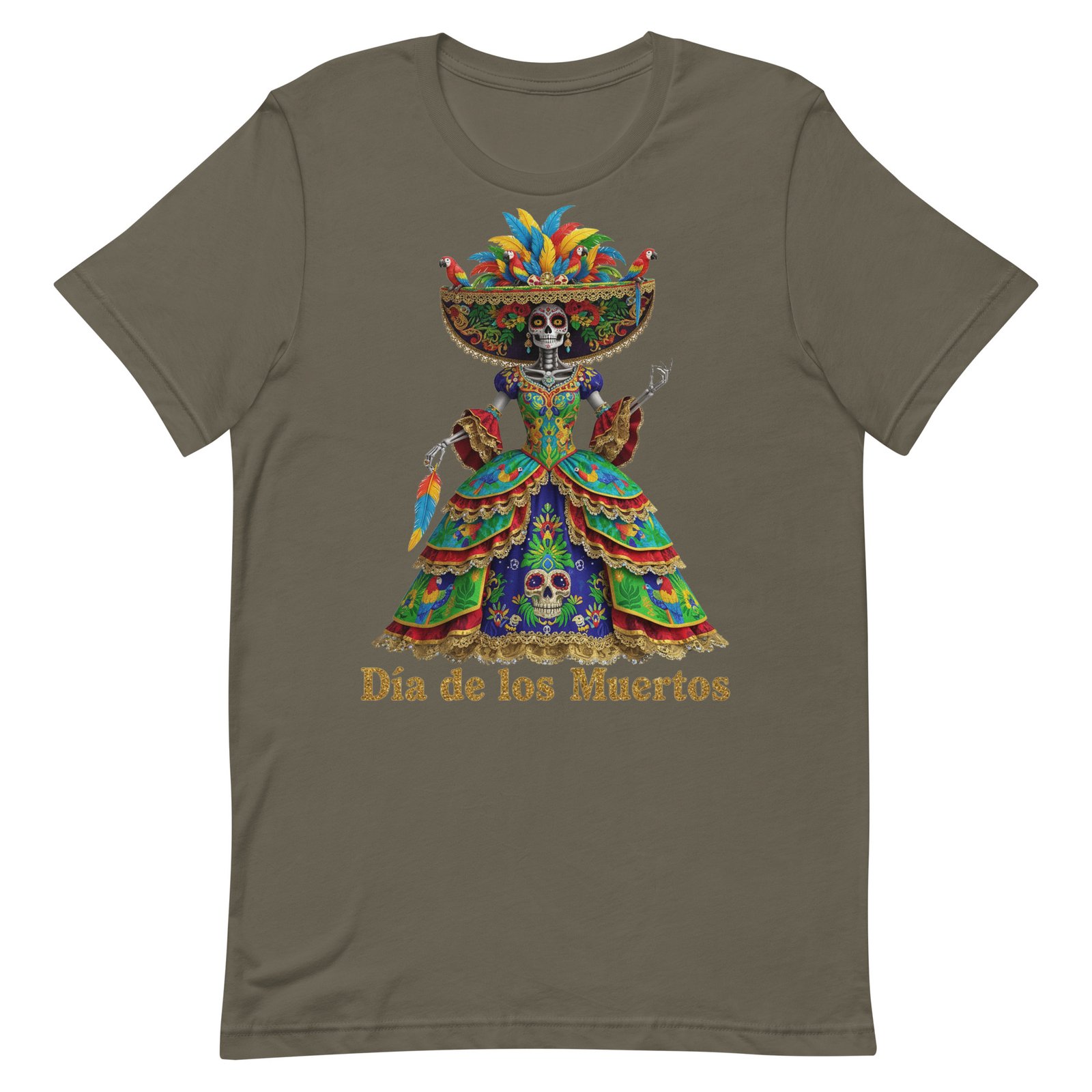 Dia de los Muertos Peacock theme Unisex t-shirt - Image 2