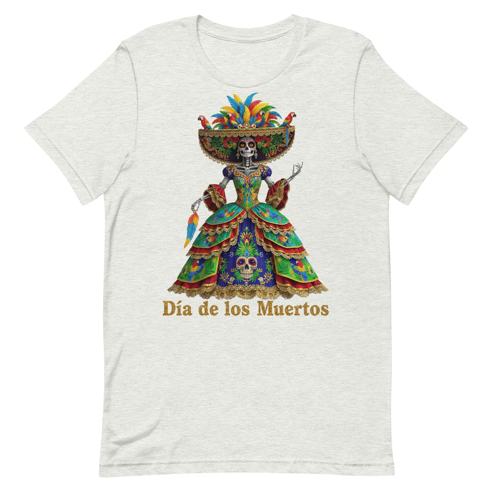 Dia de los Muertos Peacock theme Unisex t-shirt - Image 3