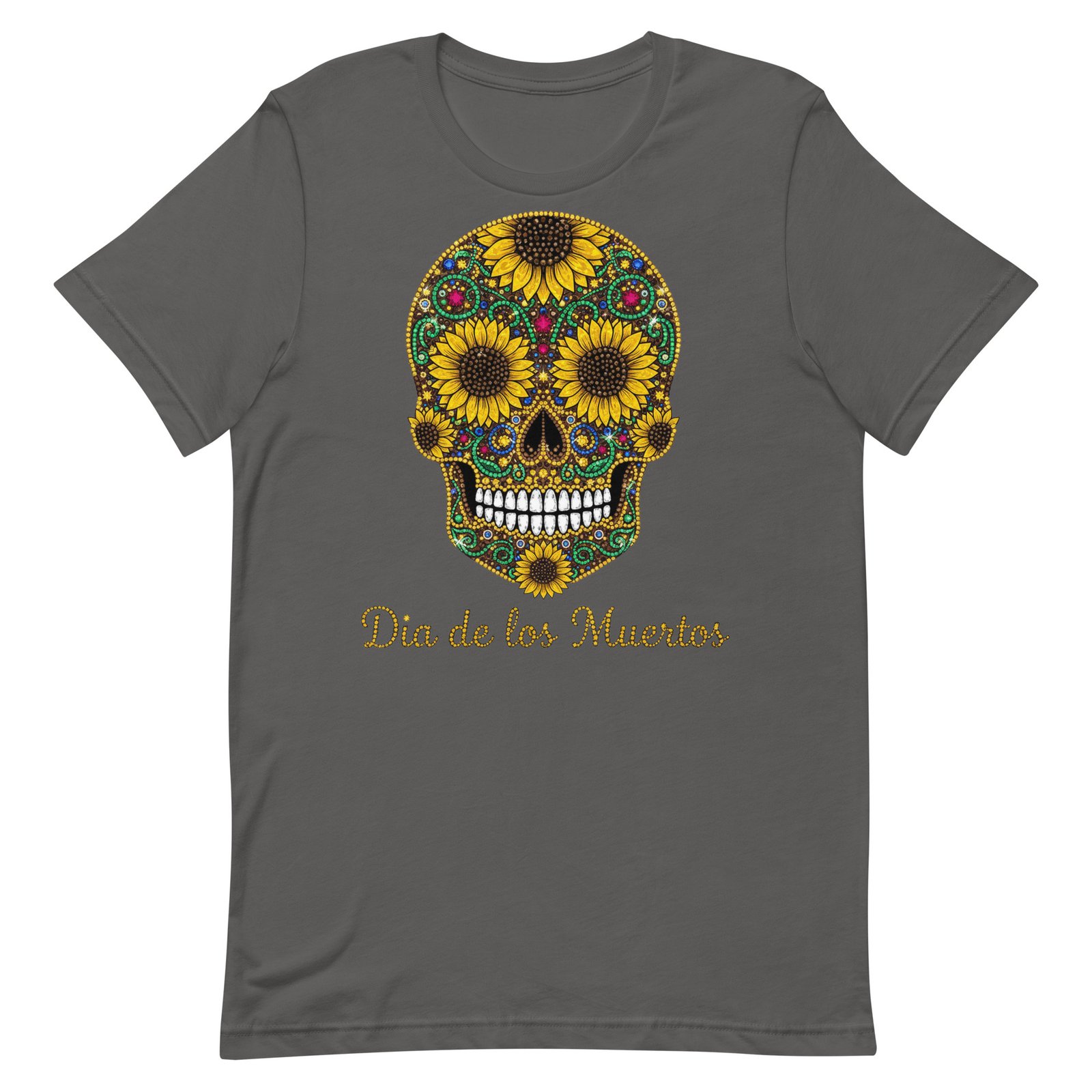 Dia de los Muertos Sunflower Skull Unisex t-shirt - Image 4