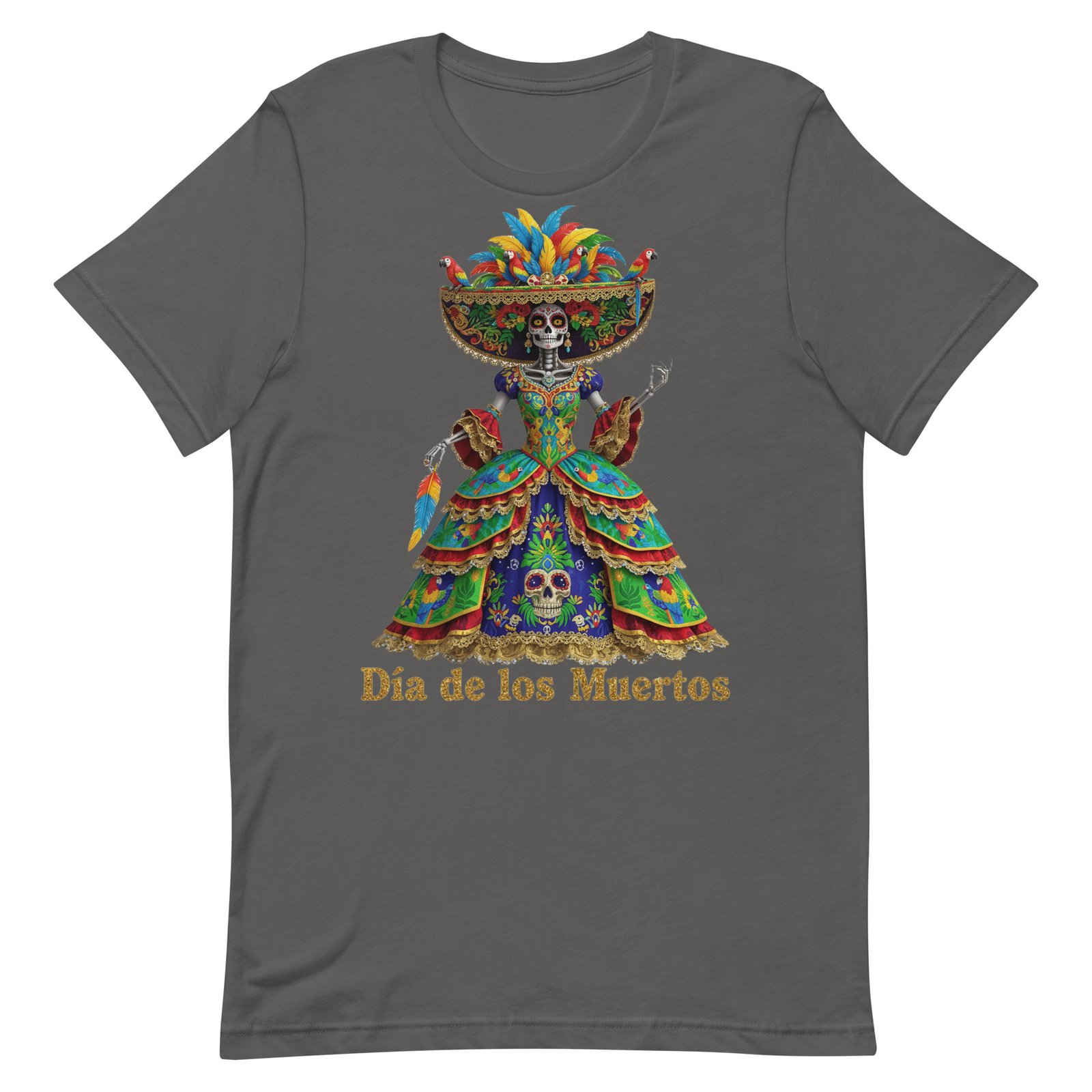 Dia de los Muertos Peacock theme Unisex t-shirt - Image 4