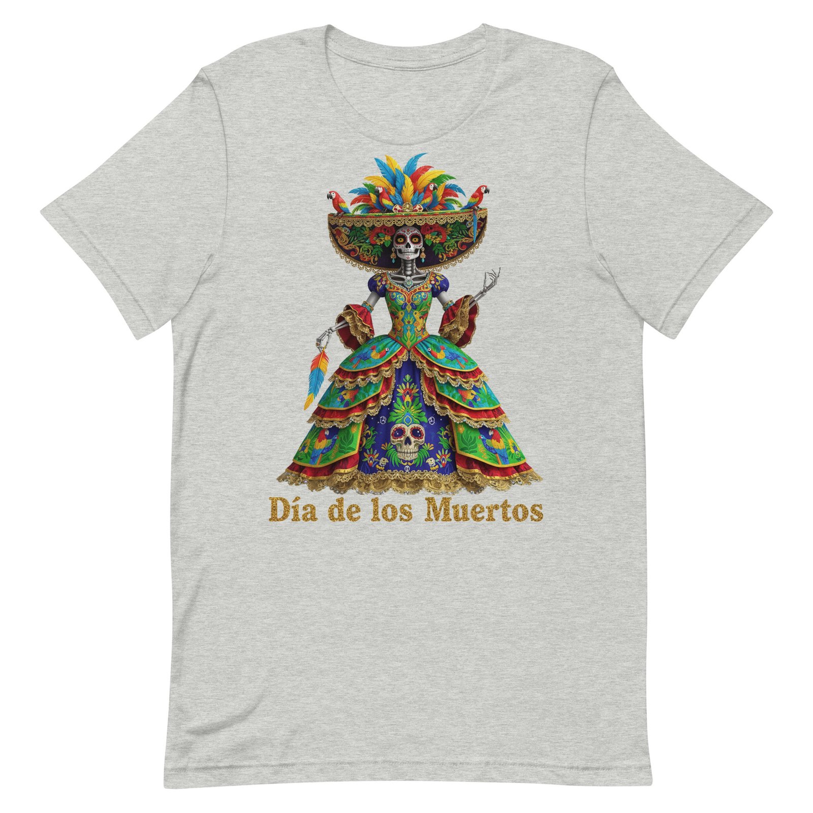 Dia de los Muertos Peacock theme Unisex t-shirt - Image 5