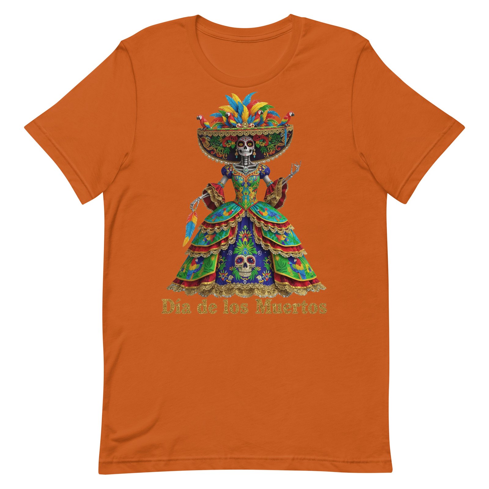 Dia de los Muertos Peacock theme Unisex t-shirt - Image 6