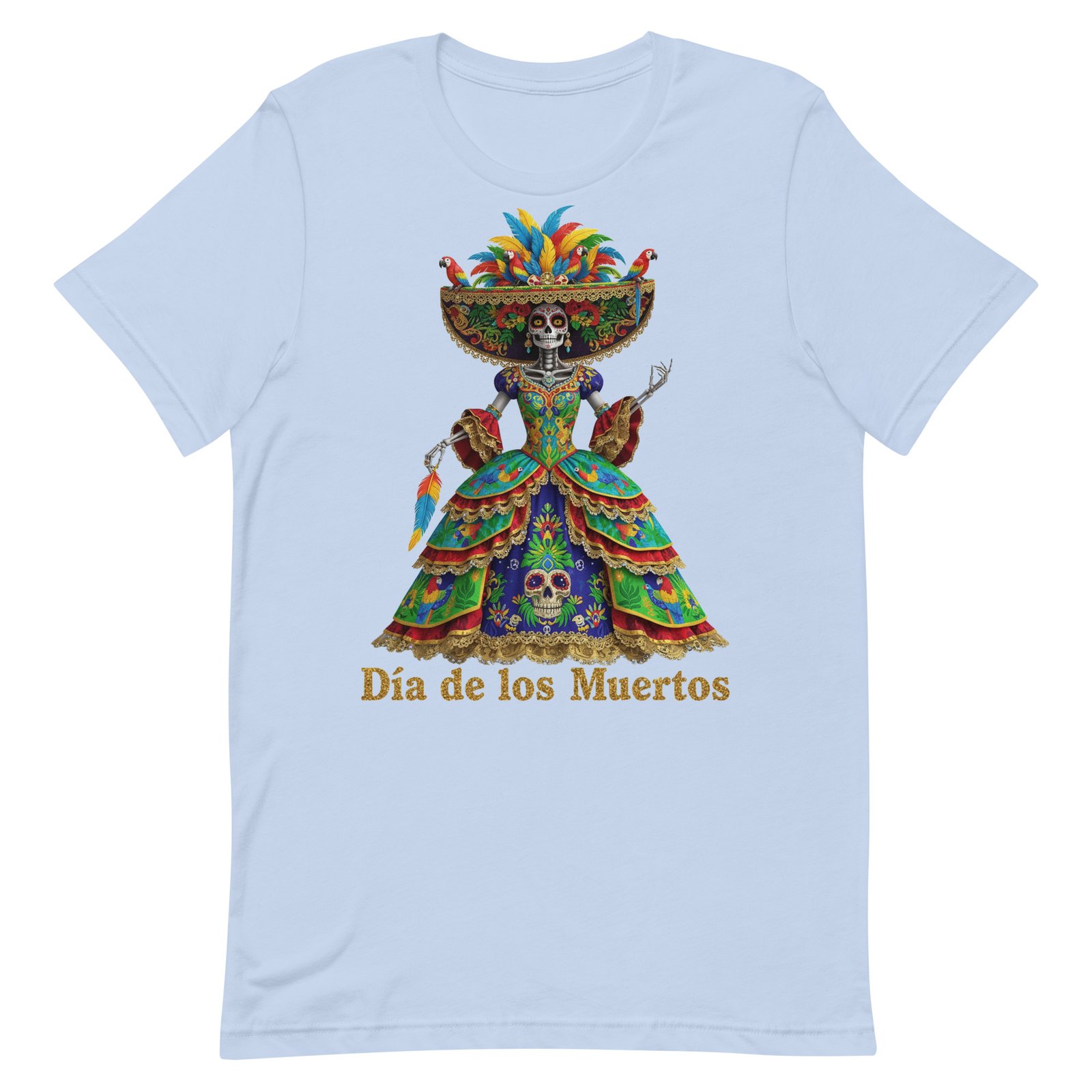 Dia de los Muertos Peacock theme Unisex t-shirt - Image 7