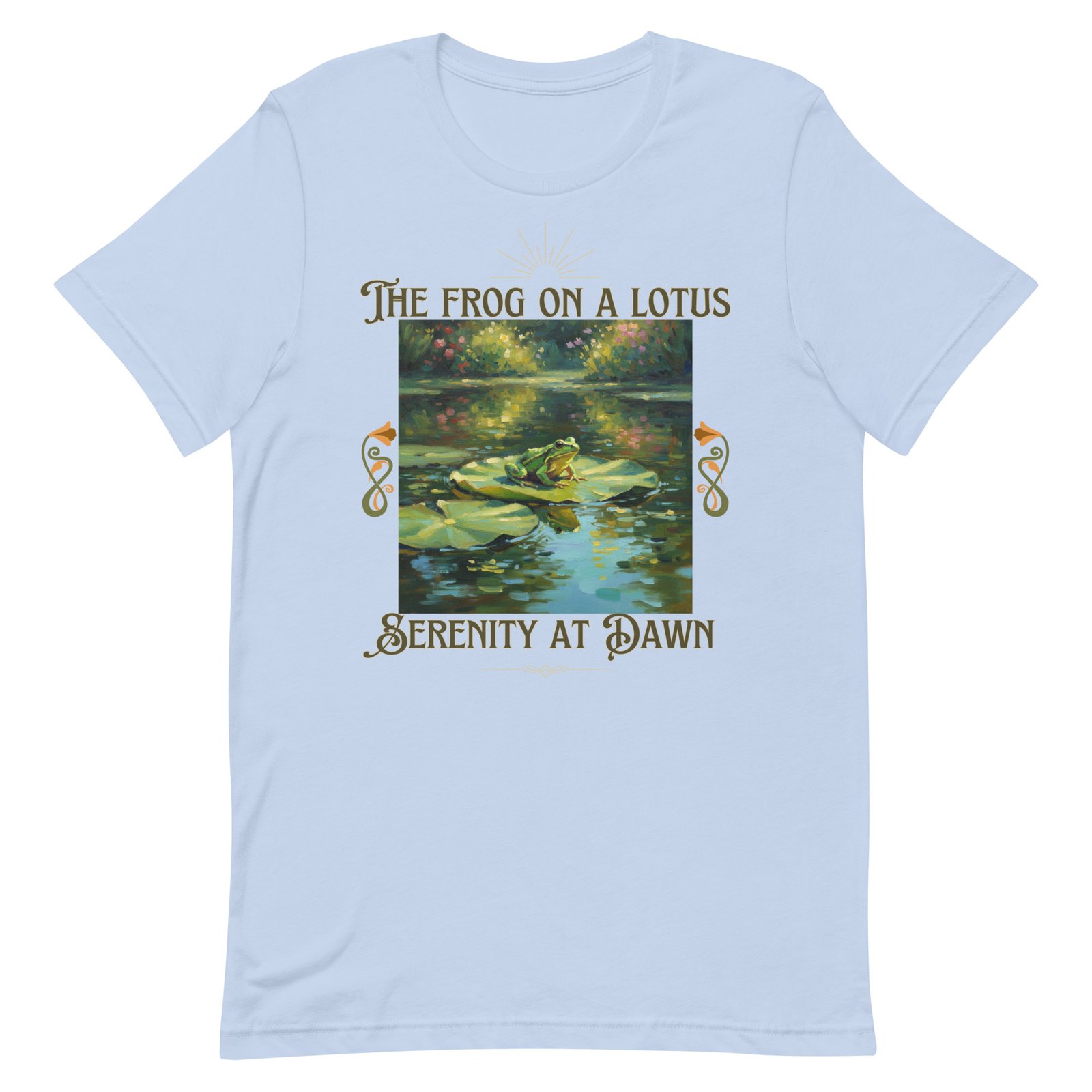 The Frog on a Lotus-Serenity at Dawn-Unisex t-shirt - Image 7