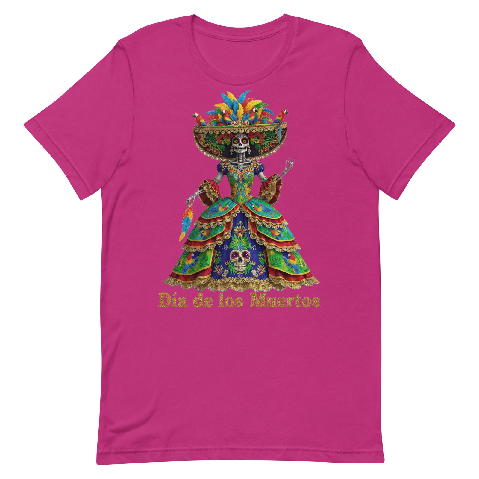 Dia de los Muertos Peacock theme Unisex t-shirt - Image 8