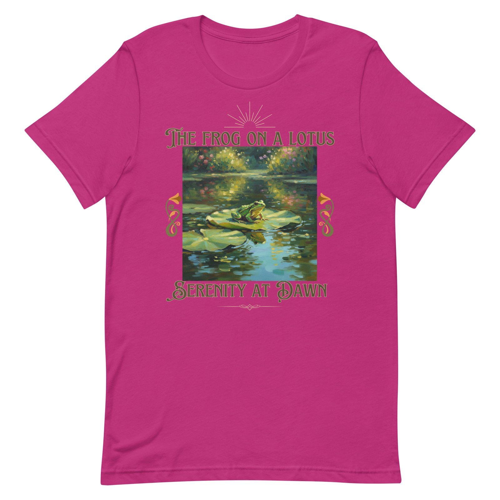 The Frog on a Lotus-Serenity at Dawn-Unisex t-shirt - Image 8