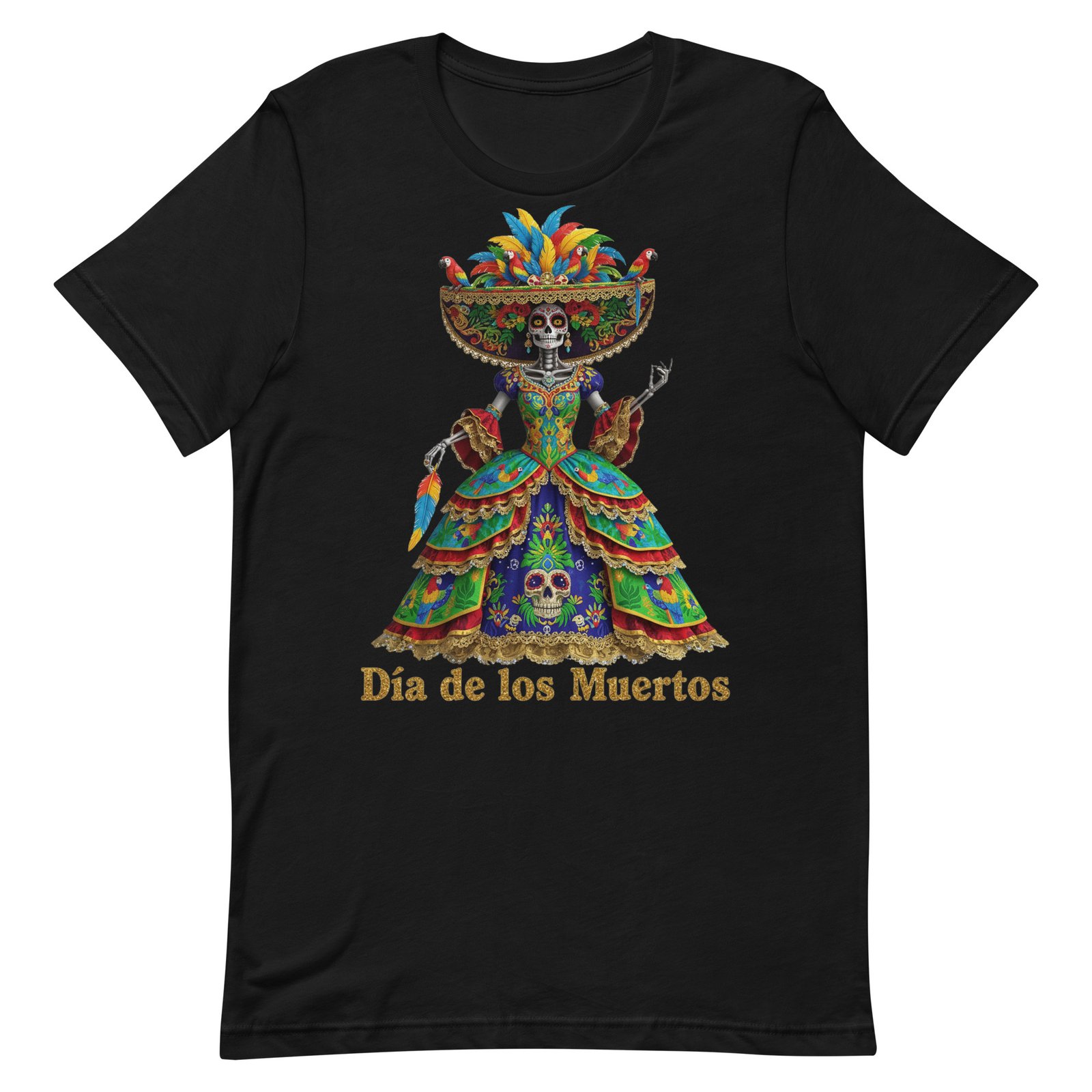Dia de los Muertos Peacock theme Unisex t-shirt - Image 9