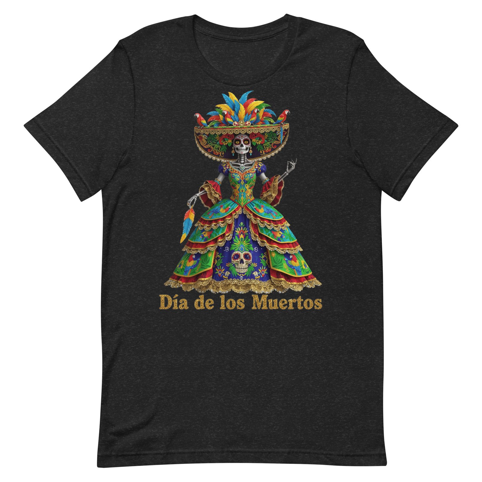 Dia de los Muertos Peacock theme Unisex t-shirt - Image 10