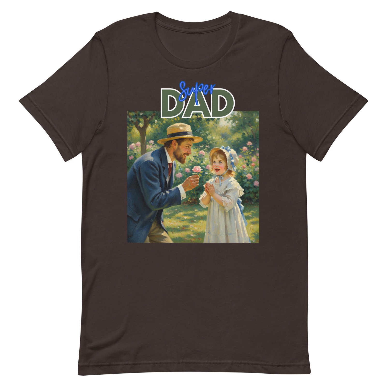 Super Dad- Picture of Father giving daughter a rose-Unisex t-shirt - Image 11