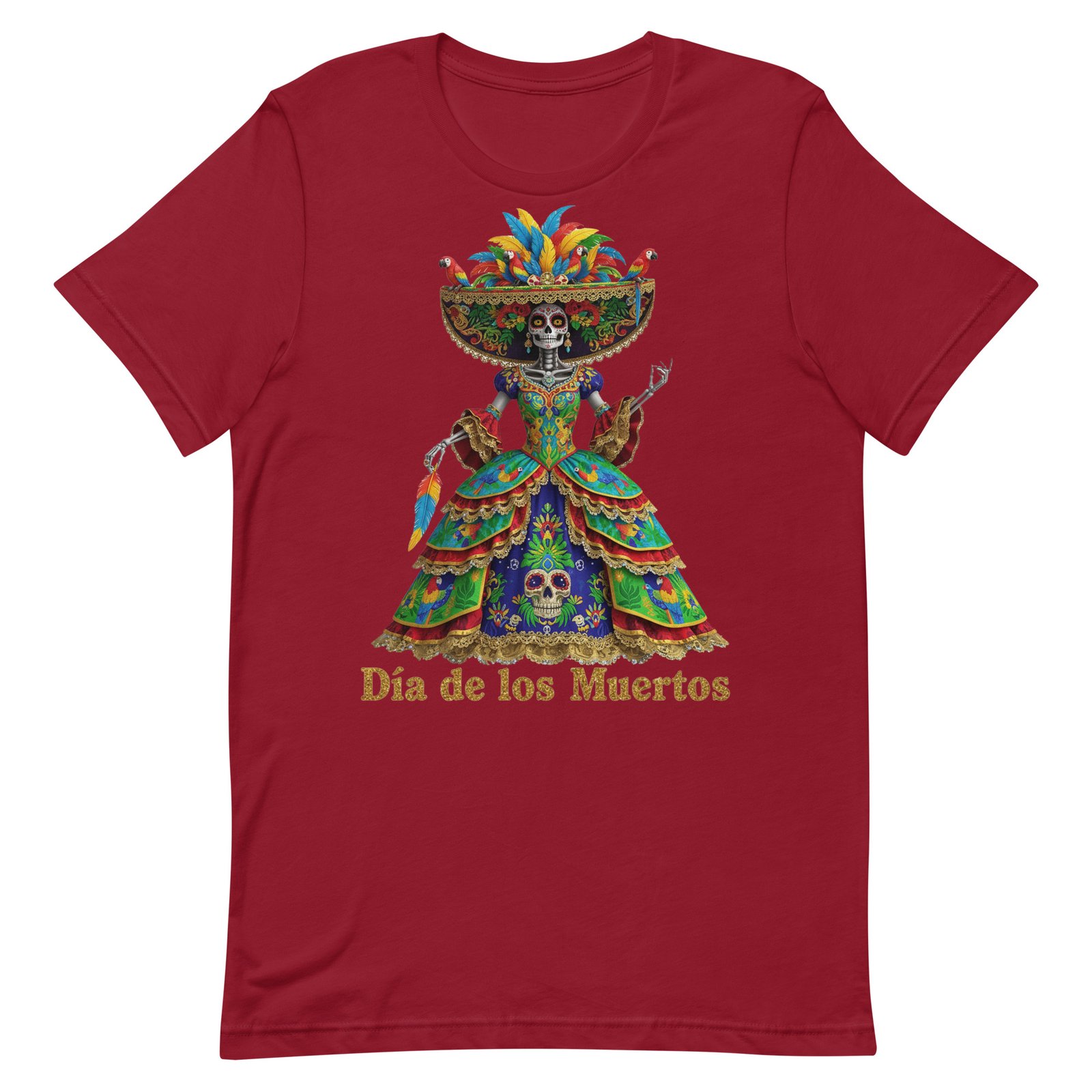 Dia de los Muertos Peacock theme Unisex t-shirt - Image 13