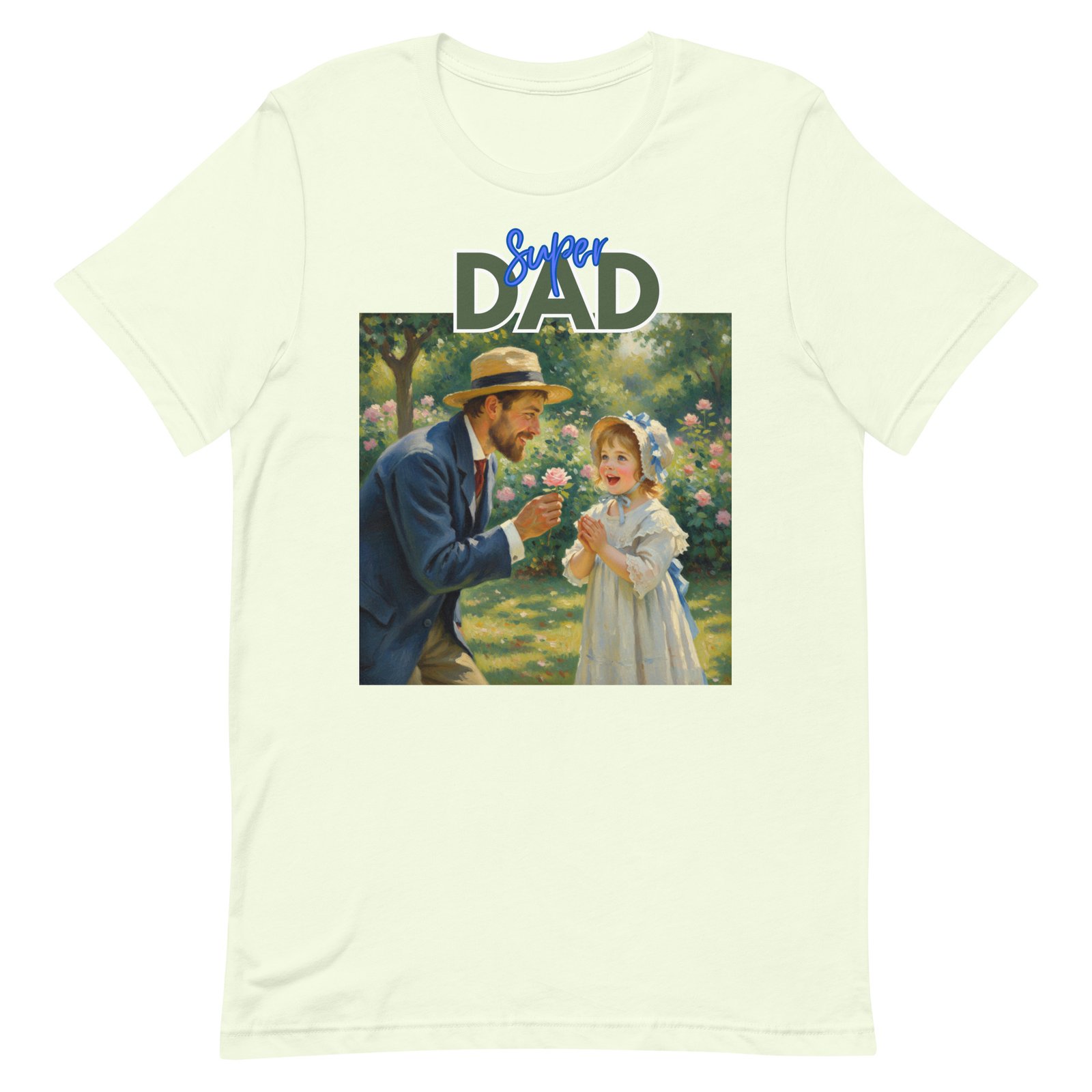 Super Dad- Picture of Father giving daughter a rose-Unisex t-shirt - Image 14