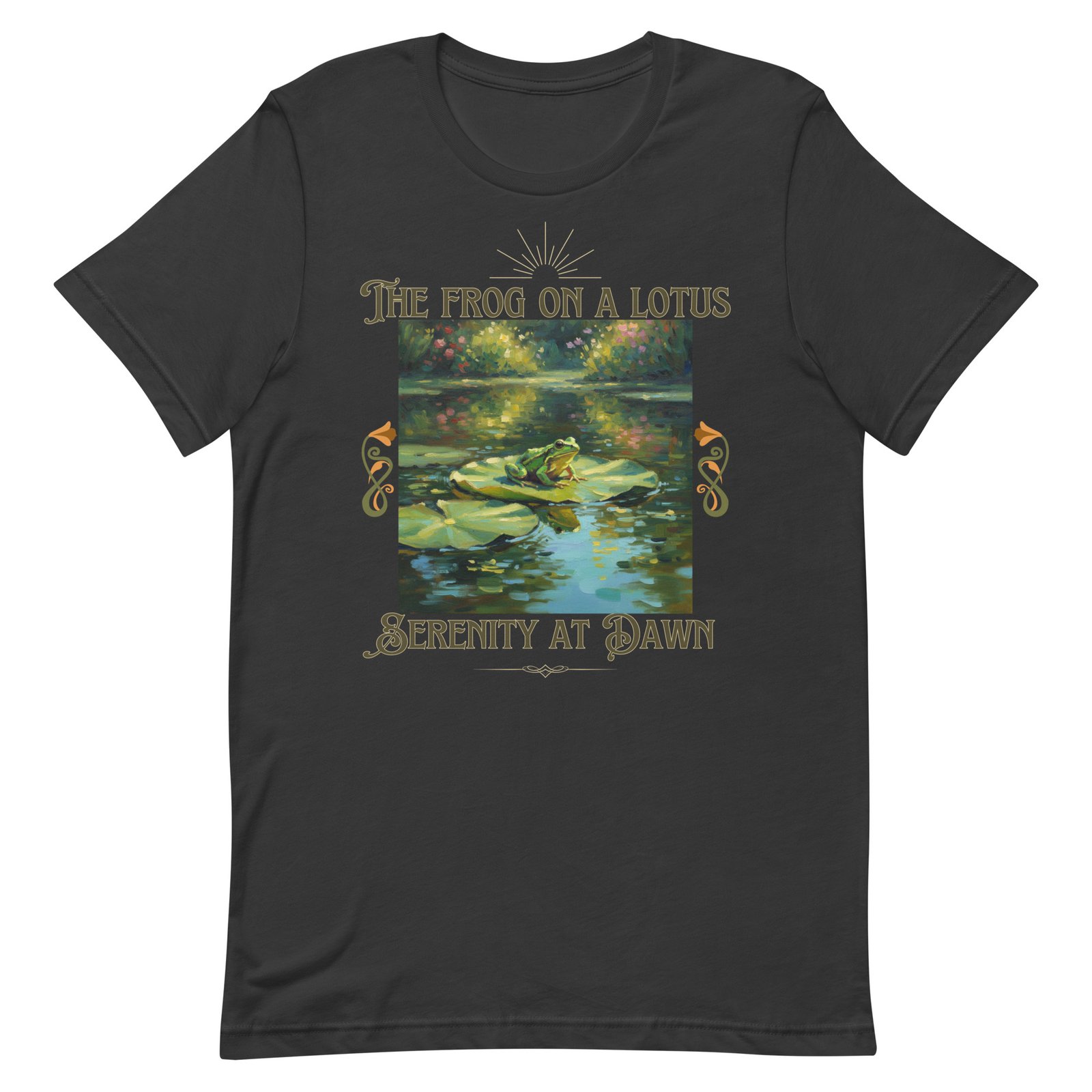 The Frog on a Lotus-Serenity at Dawn-Unisex t-shirt - Image 80