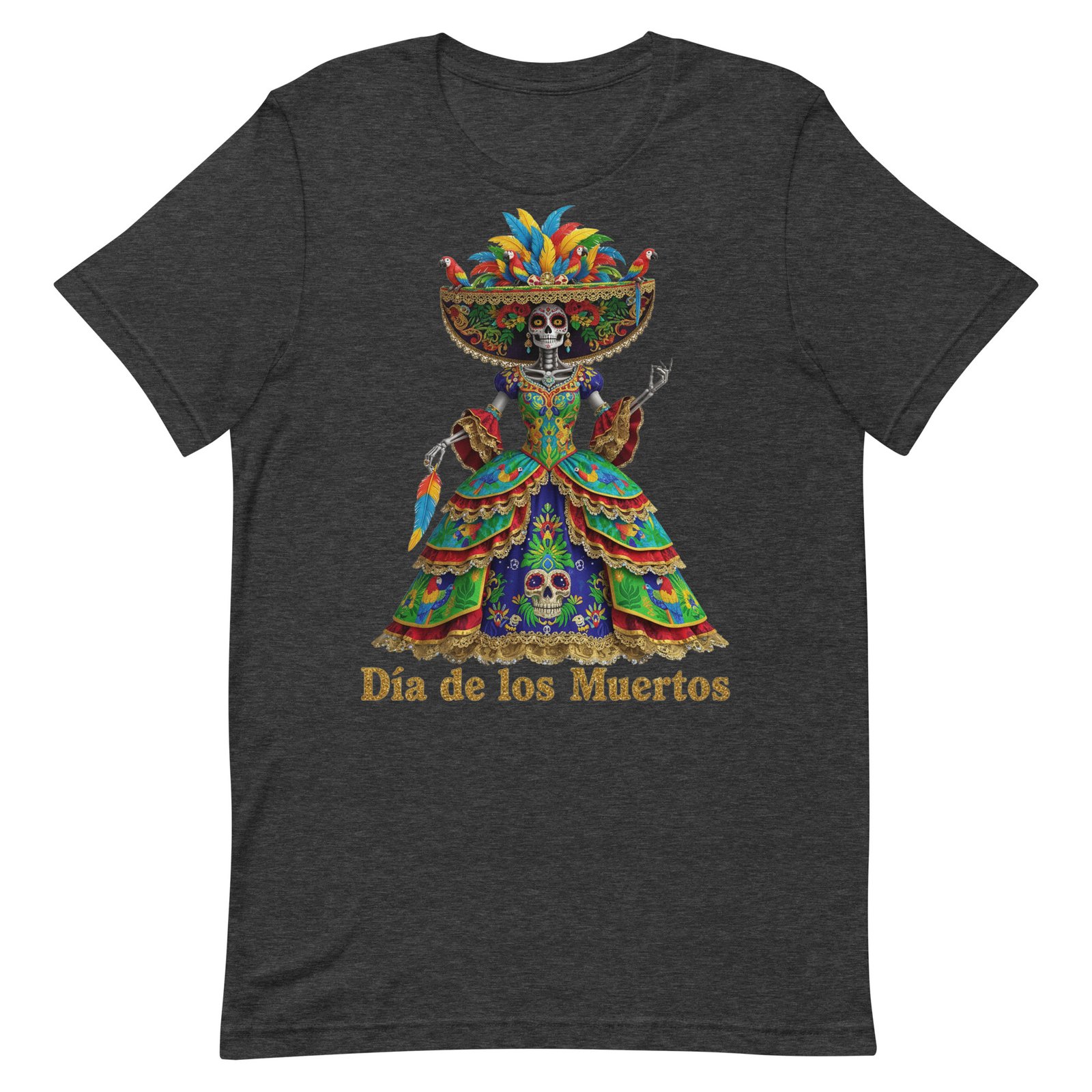 Dia de los Muertos Peacock theme Unisex t-shirt - Image 15