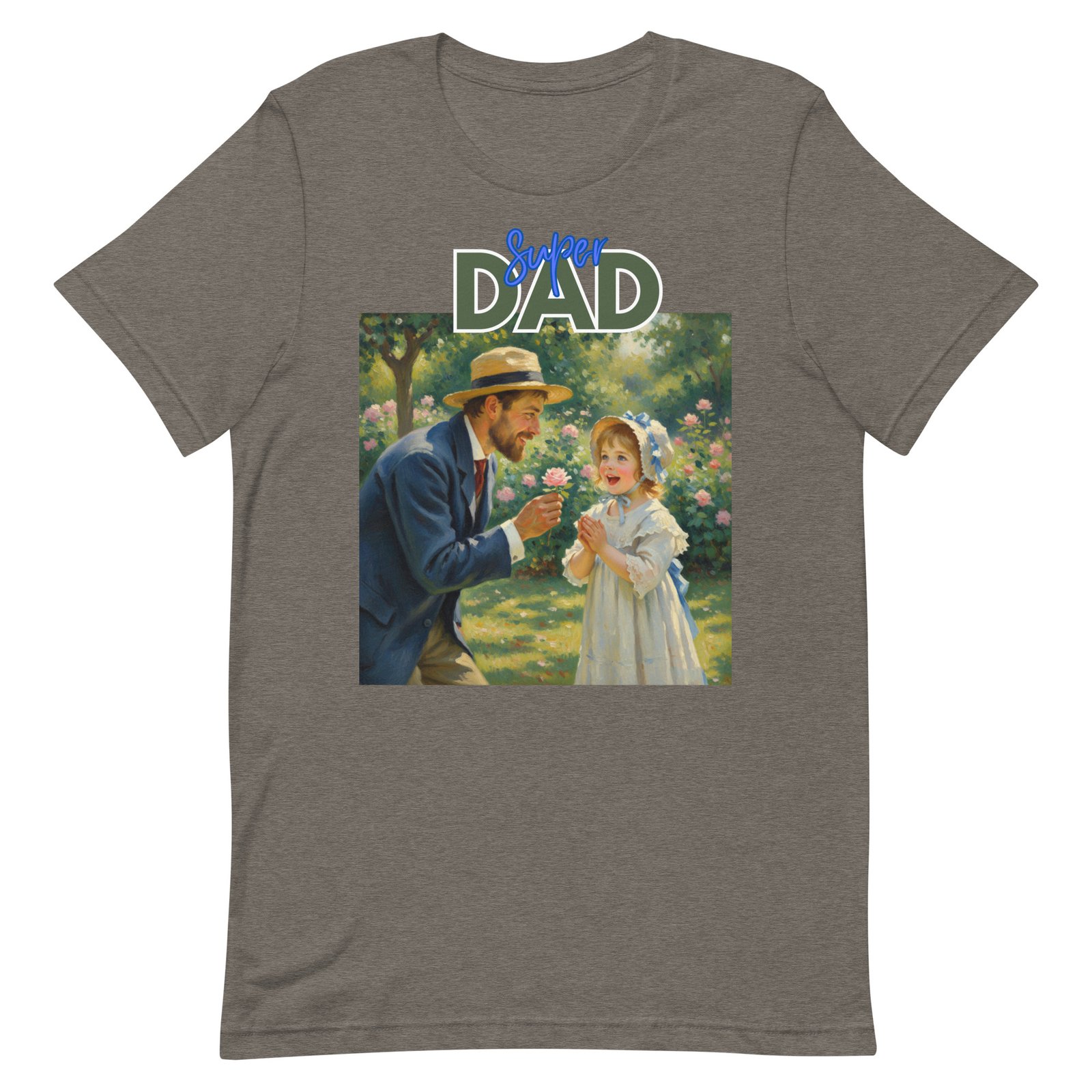 Super Dad- Picture of Father giving daughter a rose-Unisex t-shirt - Image 91
