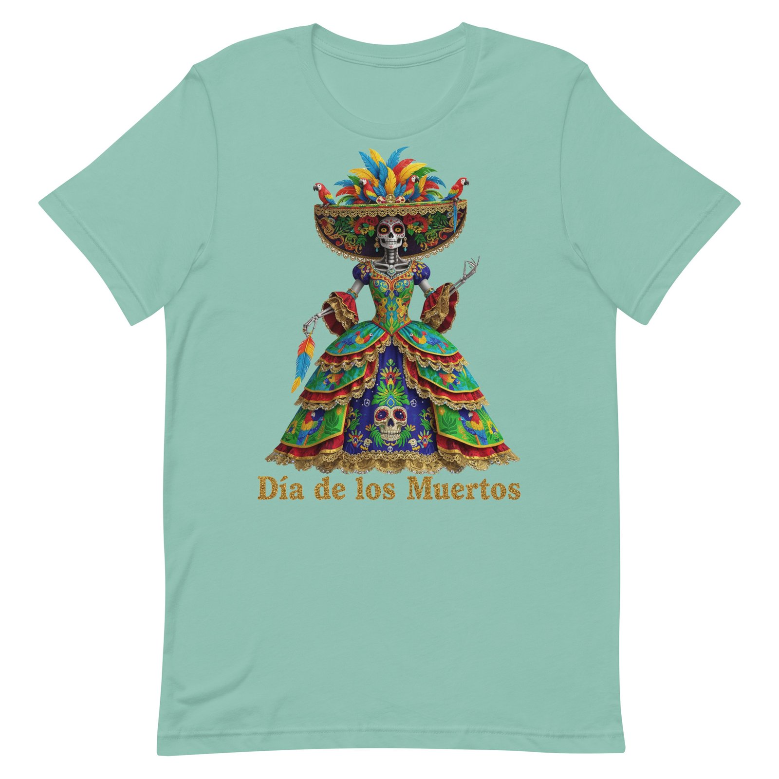 Dia de los Muertos Peacock theme Unisex t-shirt - Image 16