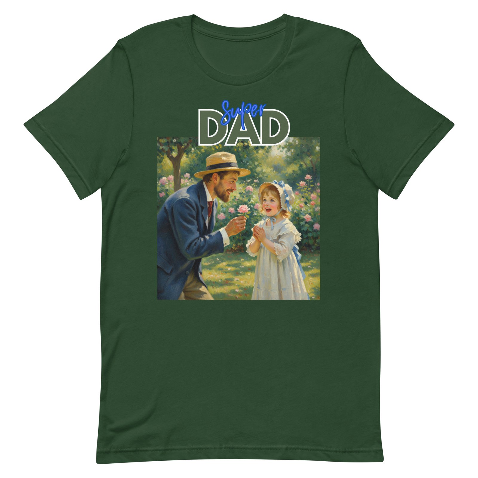 Super Dad- Picture of Father giving daughter a rose-Unisex t-shirt - Image 17