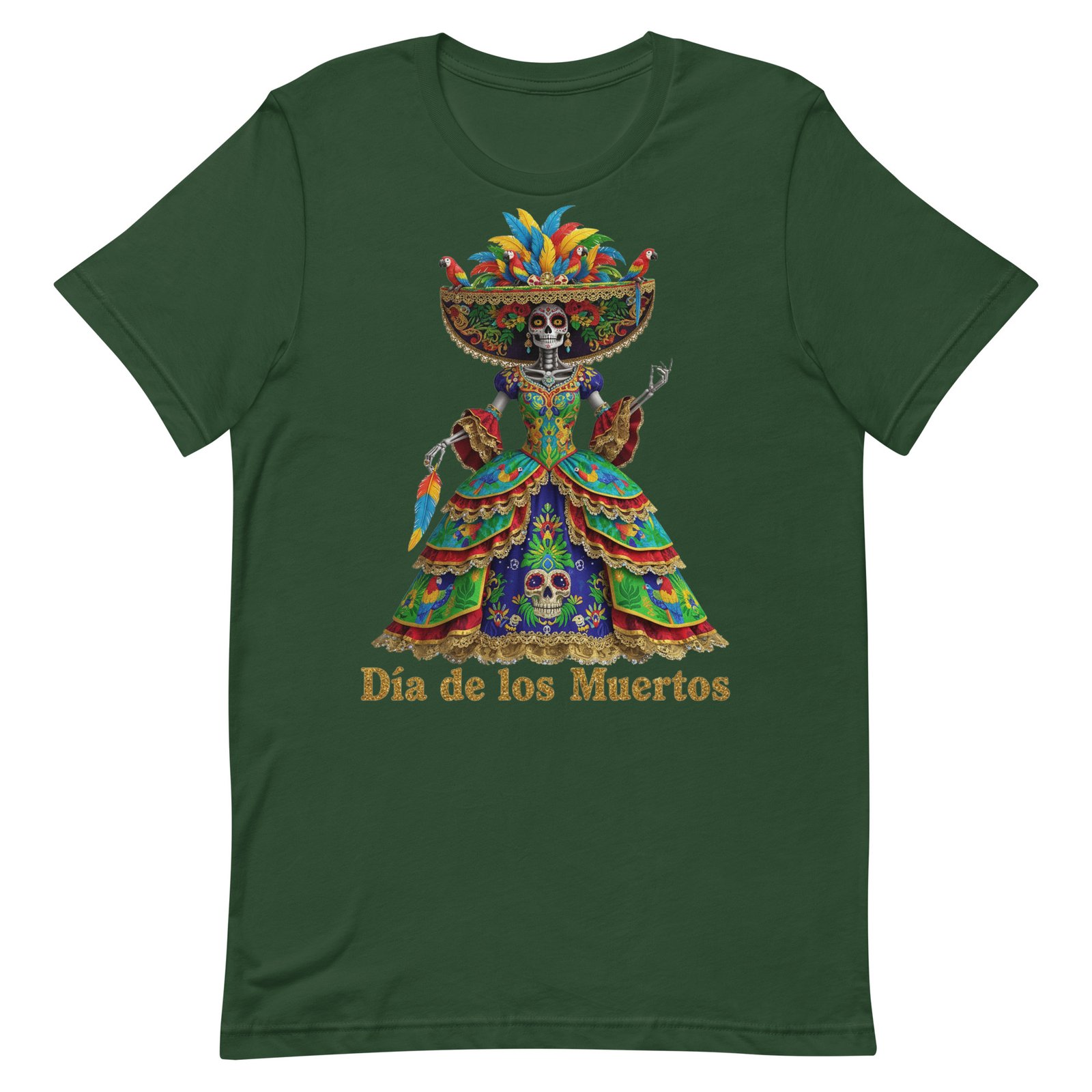Dia de los Muertos Peacock theme Unisex t-shirt - Image 17