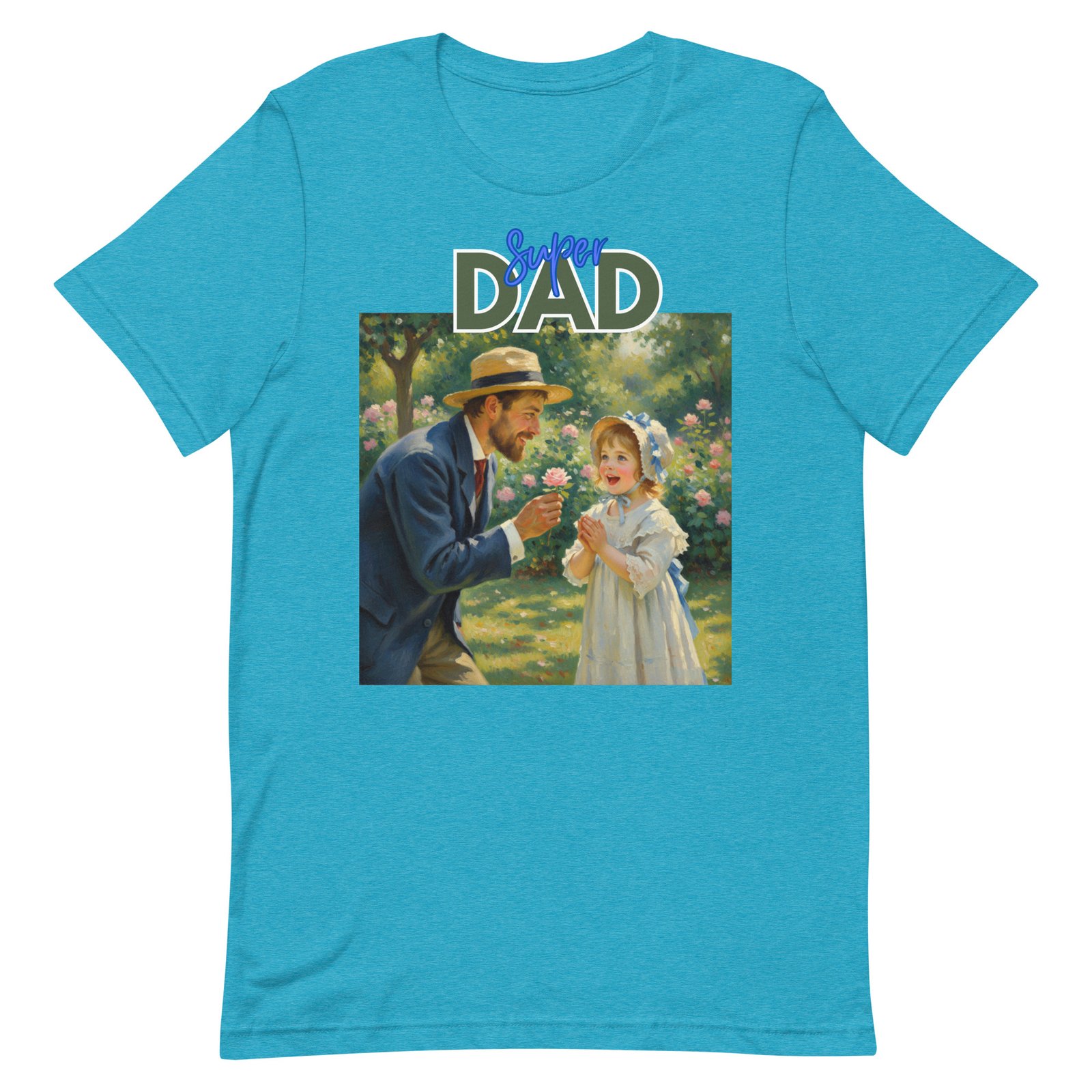 Super Dad- Picture of Father giving daughter a rose-Unisex t-shirt - Image 86