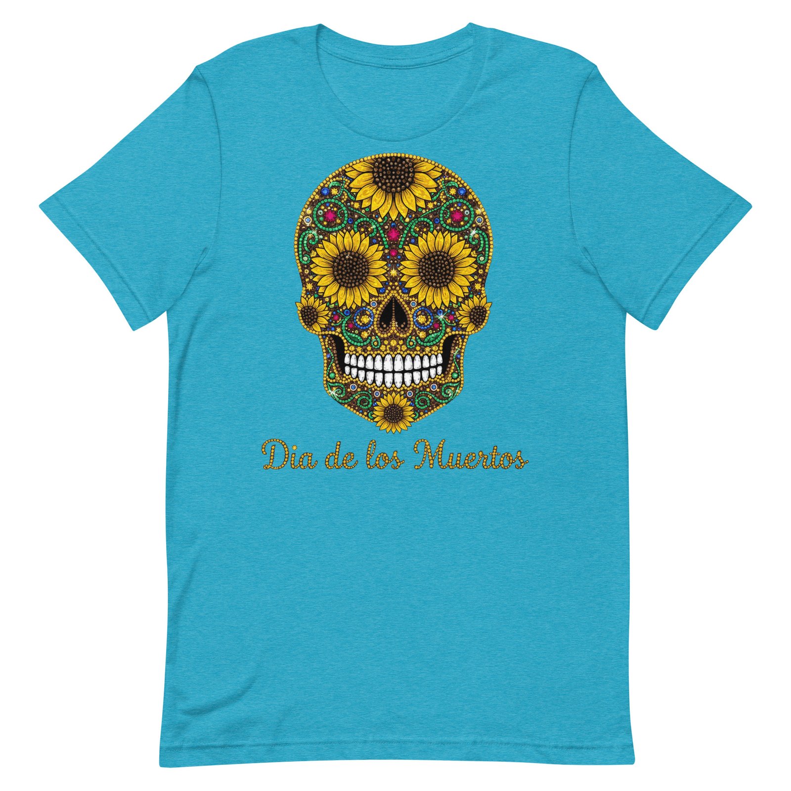 Dia de los Muertos Sunflower Skull Unisex t-shirt - Image 86