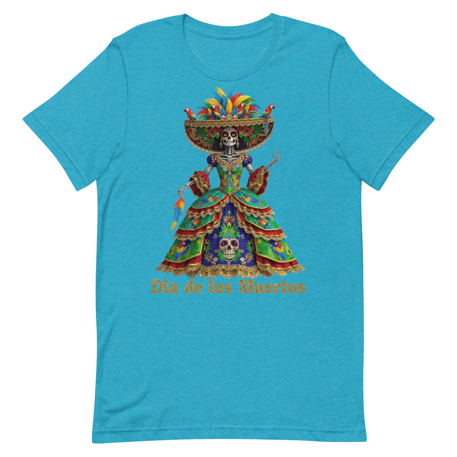 Dia de los Muertos Peacock theme Unisex t-shirt - Image 86