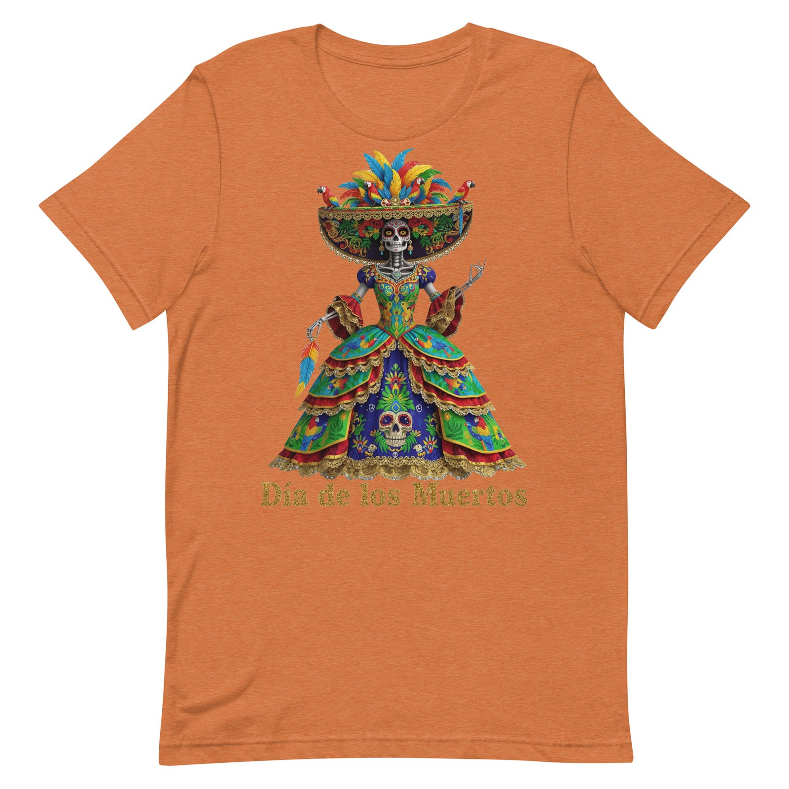 Dia de los Muertos Peacock theme Unisex t-shirt - Image 92