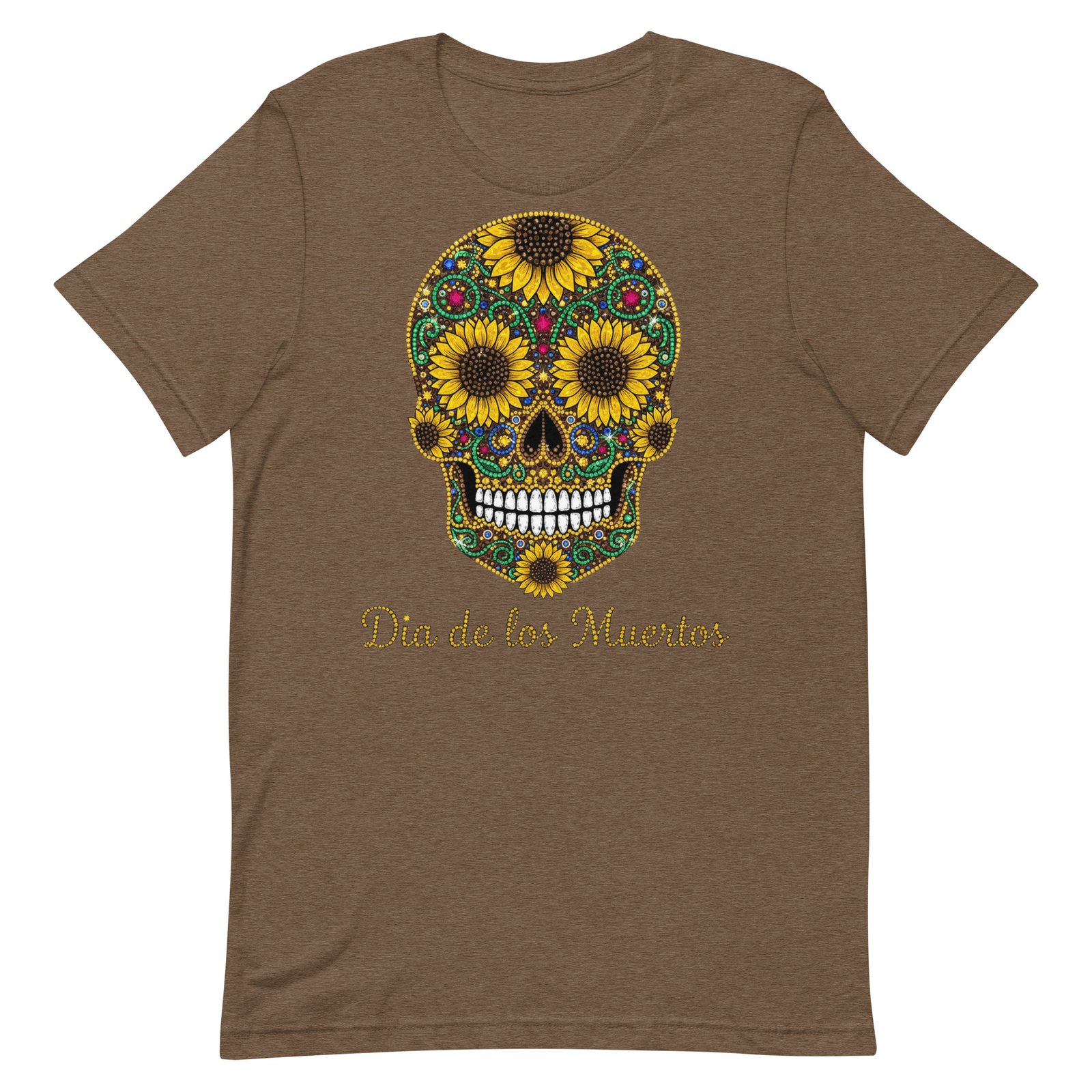 Dia de los Muertos Sunflower Skull Unisex t-shirt - Image 95