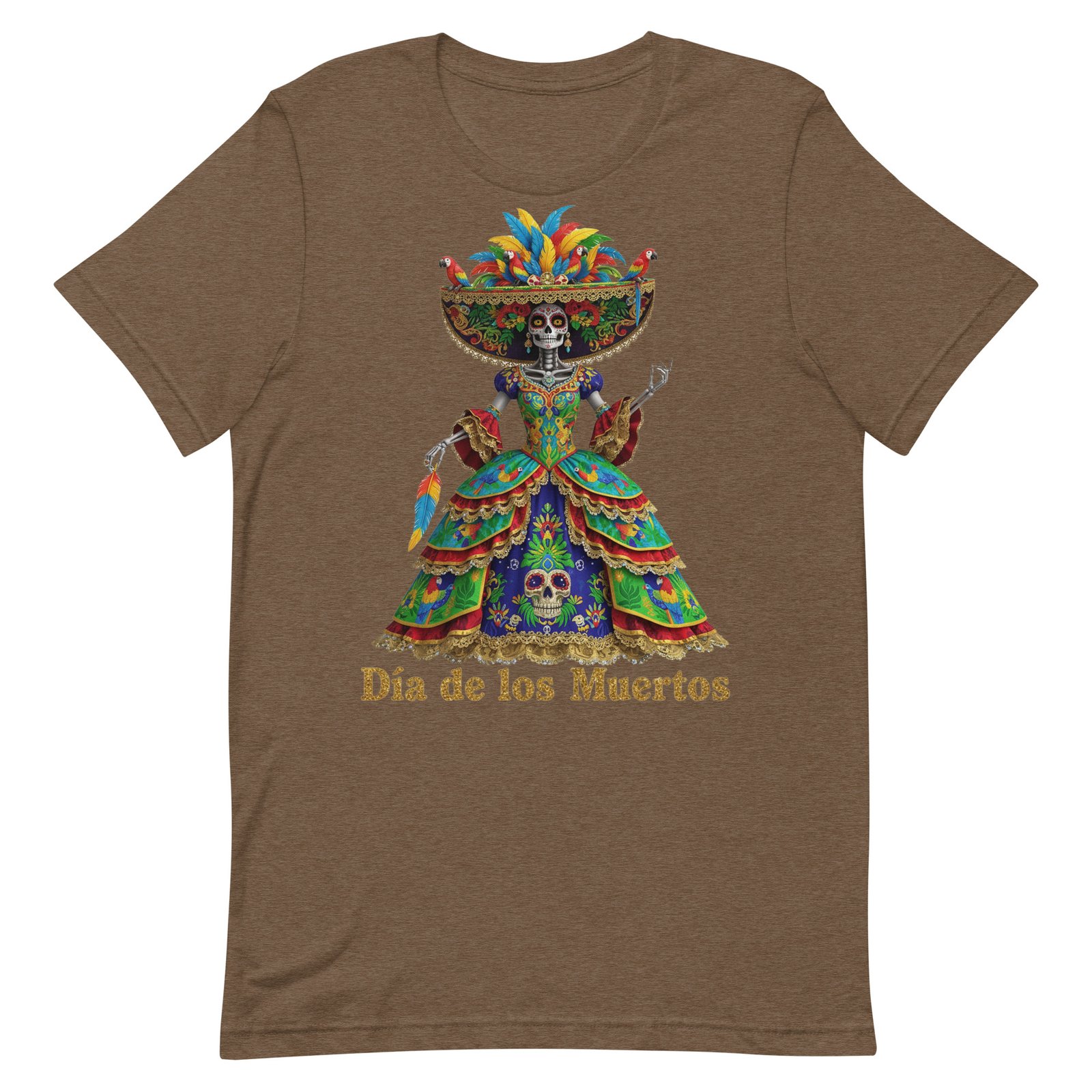 Dia de los Muertos Peacock theme Unisex t-shirt - Image 95