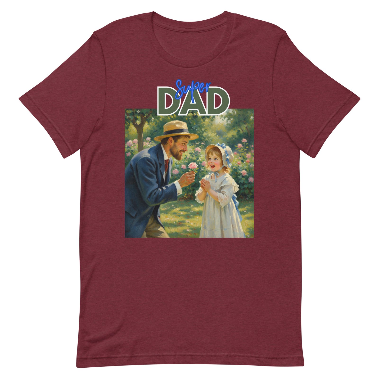 Super Dad- Picture of Father giving daughter a rose-Unisex t-shirt - Image 20