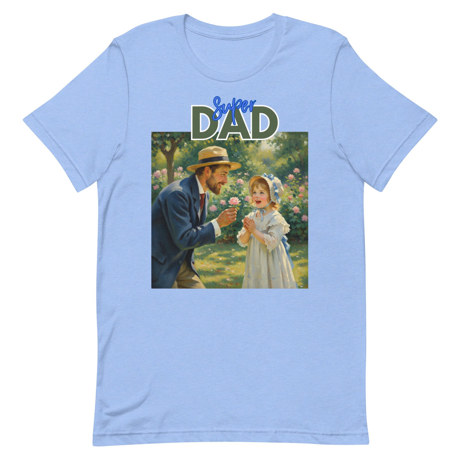 Super Dad- Picture of Father giving daughter a rose-Unisex t-shirt - Image 98