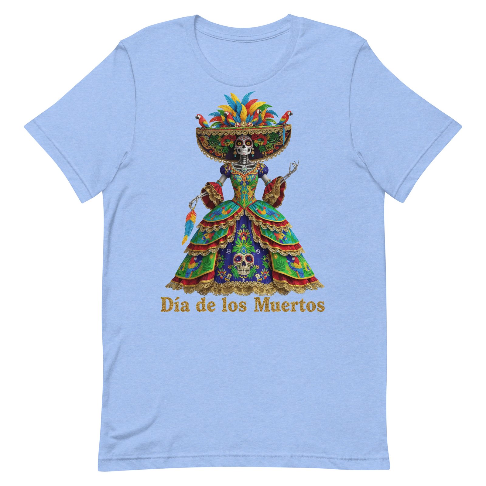 Dia de los Muertos Peacock theme Unisex t-shirt - Image 98