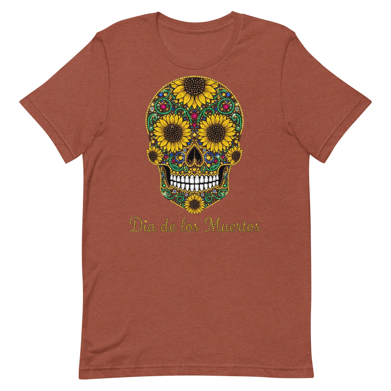 Dia de los Muertos Sunflower Skull Unisex t-shirt - Image 87