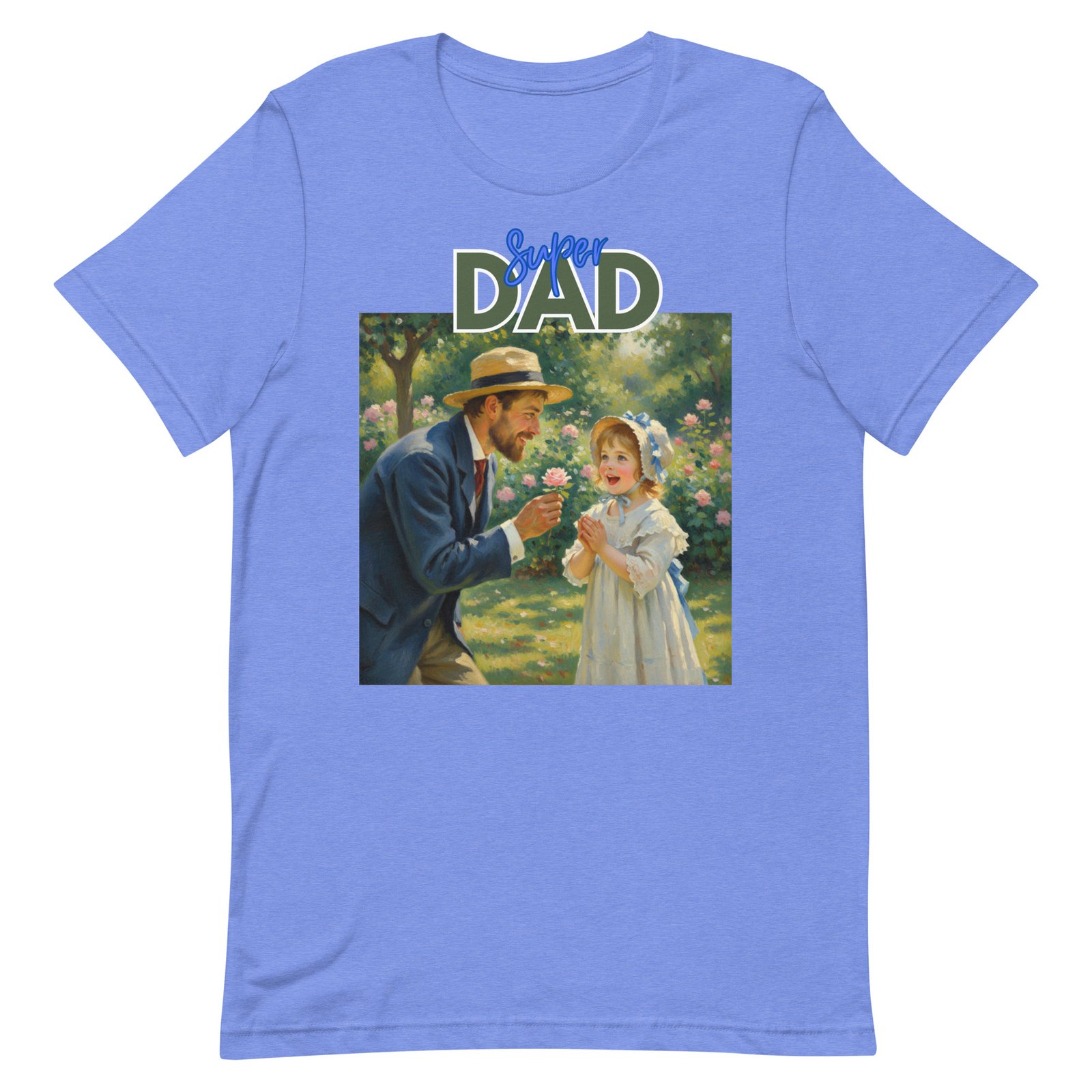 Super Dad- Picture of Father giving daughter a rose-Unisex t-shirt - Image 81