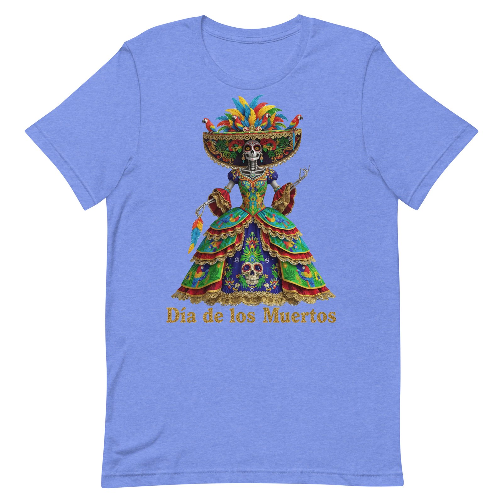 Dia de los Muertos Peacock theme Unisex t-shirt - Image 81