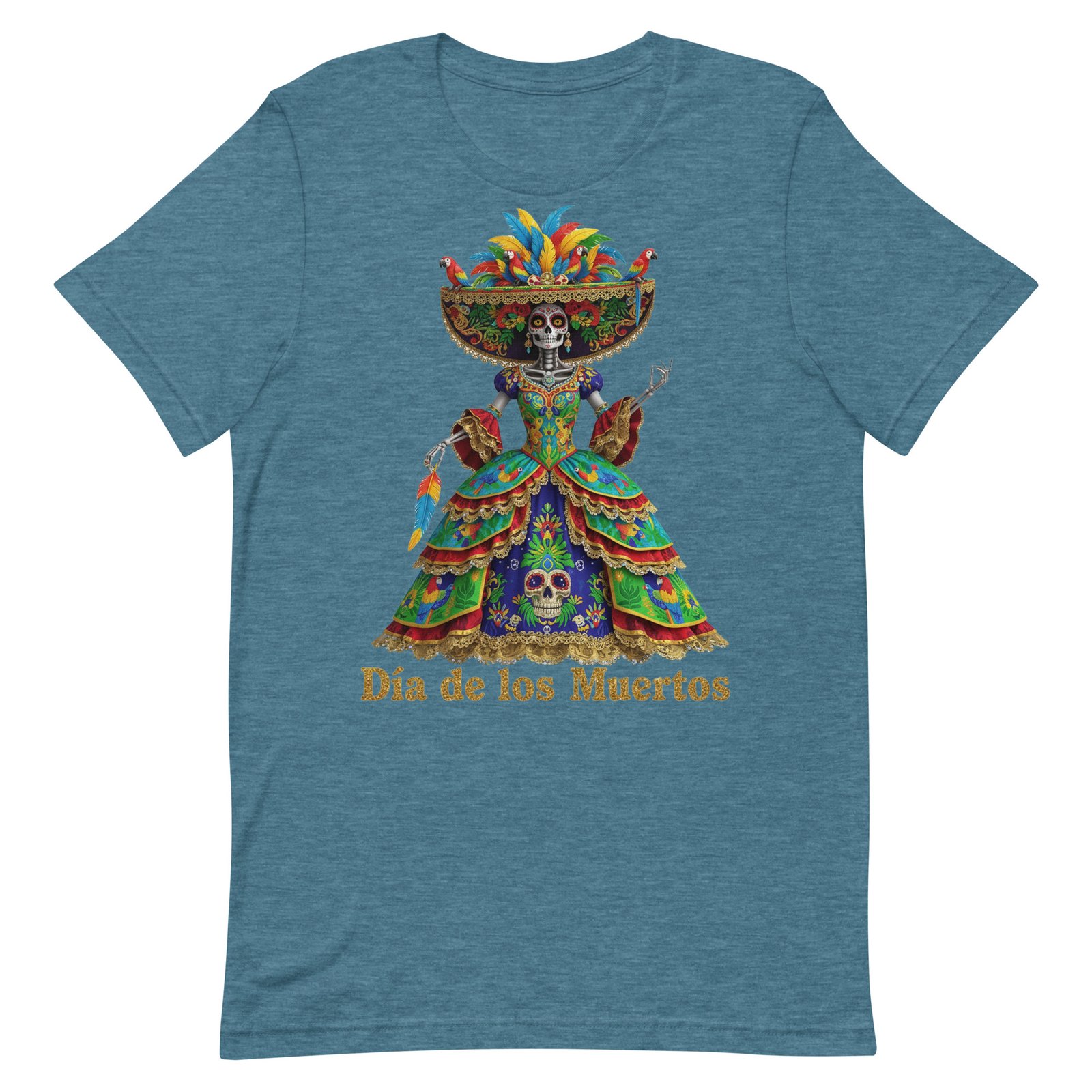 Dia de los Muertos Peacock theme Unisex t-shirt - Image 21