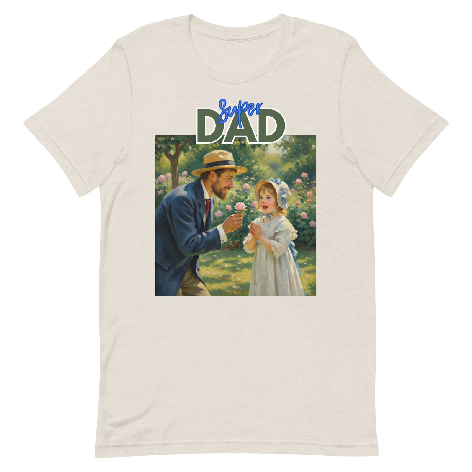 Super Dad- Picture of Father giving daughter a rose-Unisex t-shirt - Image 22
