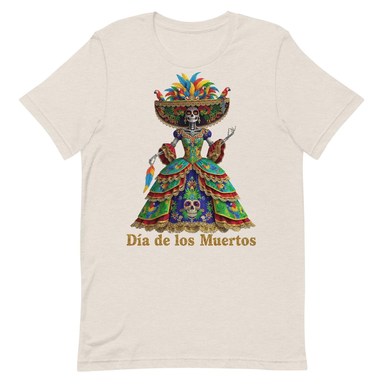 Dia de los Muertos Peacock theme Unisex t-shirt - Image 22