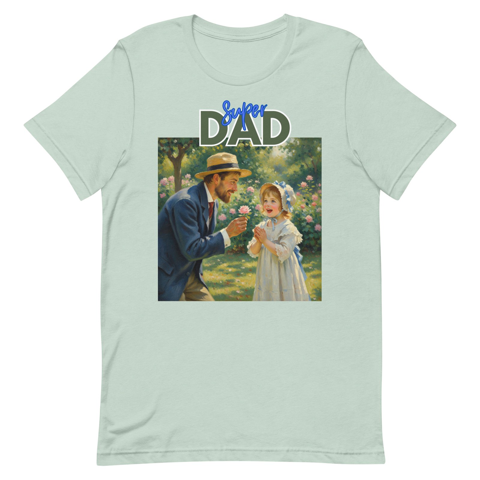 Super Dad- Picture of Father giving daughter a rose-Unisex t-shirt - Image 23