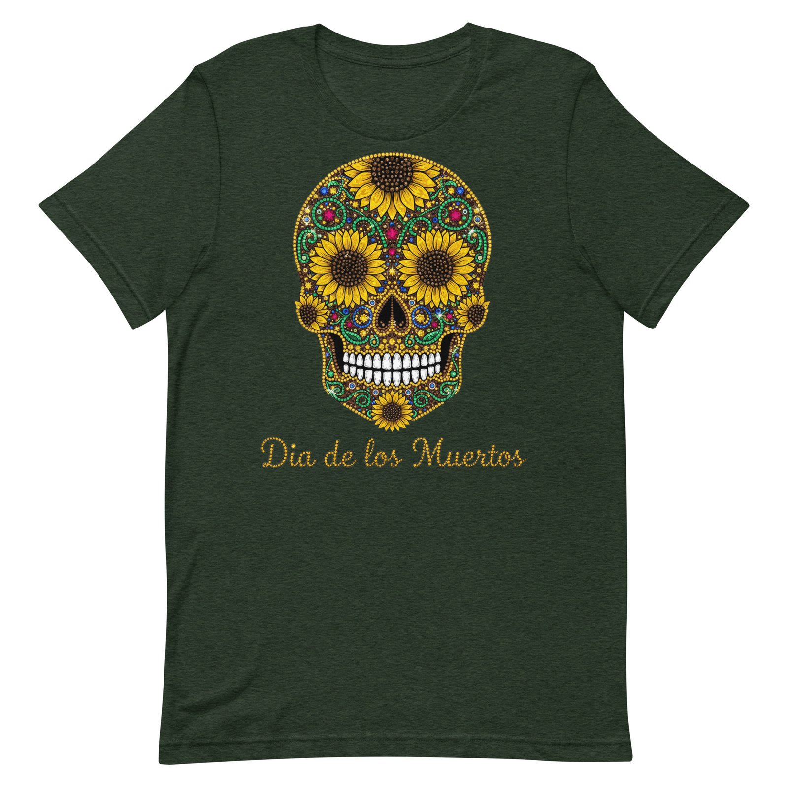 Dia de los Muertos Sunflower Skull Unisex t-shirt - Image 96
