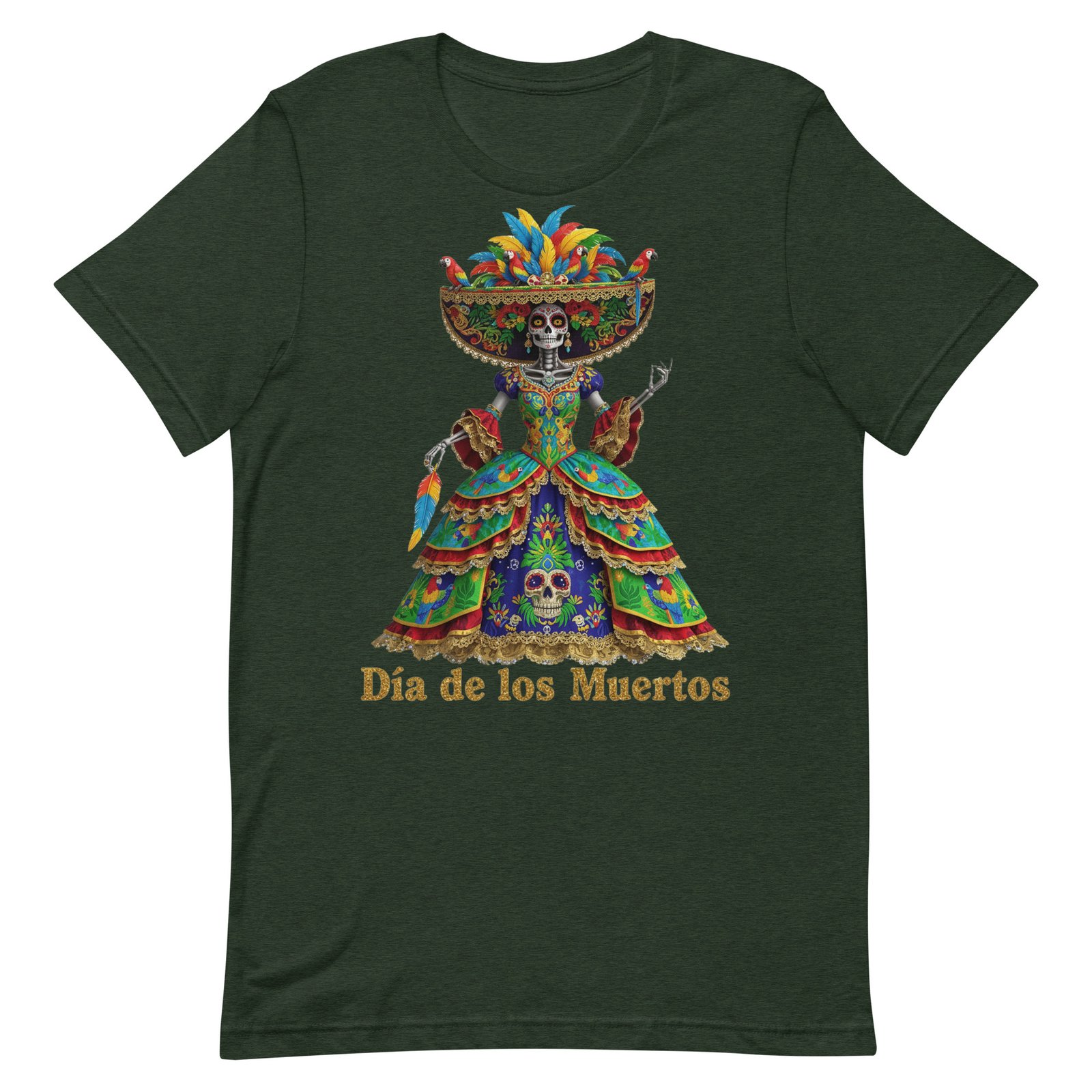 Dia de los Muertos Peacock theme Unisex t-shirt - Image 96