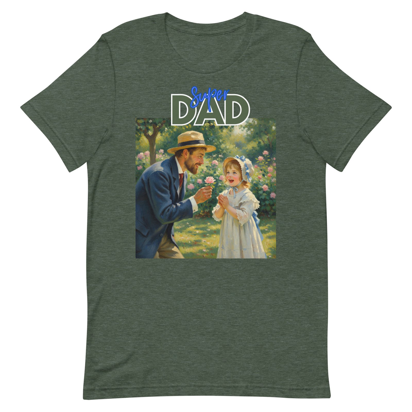 Super Dad- Picture of Father giving daughter a rose-Unisex t-shirt - Image 24