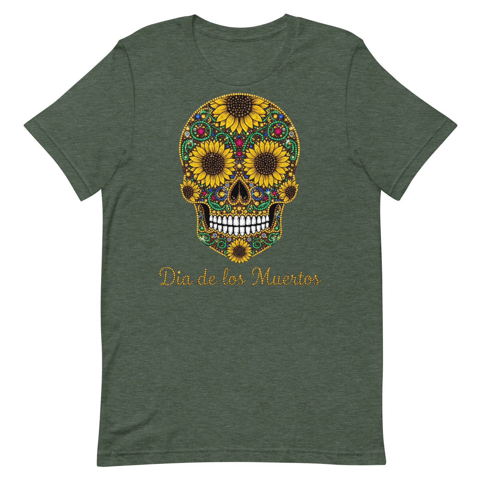 Dia de los Muertos Sunflower Skull Unisex t-shirt - Image 24