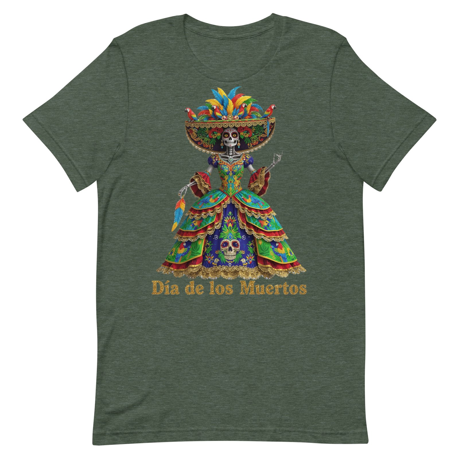 Dia de los Muertos Peacock theme Unisex t-shirt - Image 24