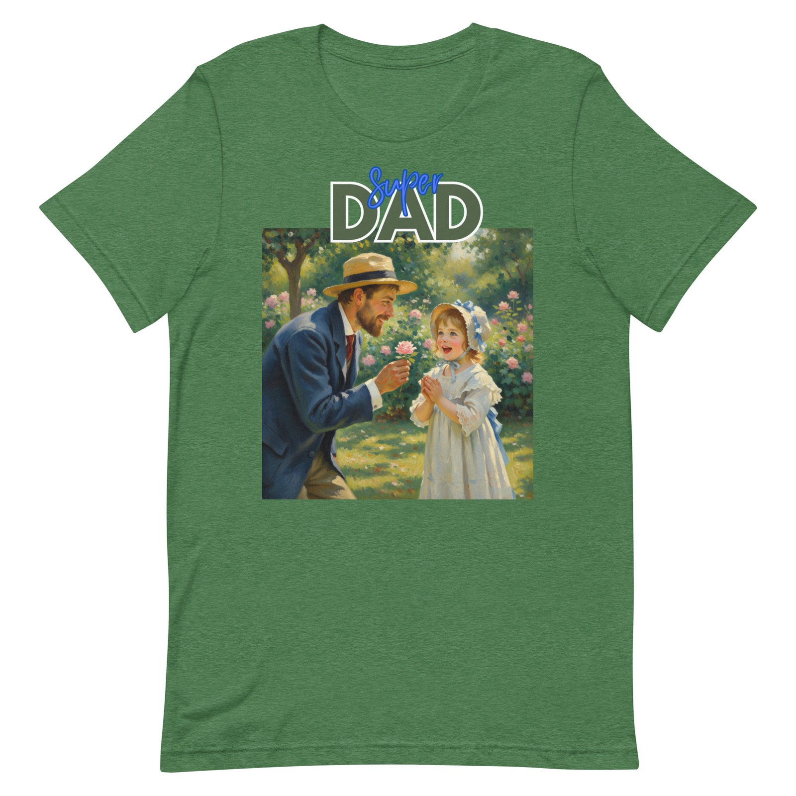 Super Dad- Picture of Father giving daughter a rose-Unisex t-shirt - Image 97